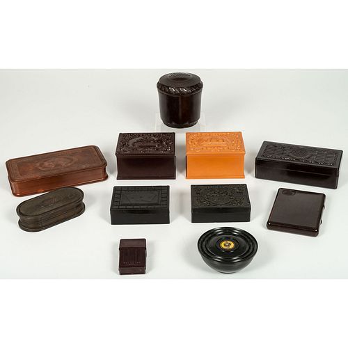 Eleven Thermoplastic Lidded Boxes and Cases