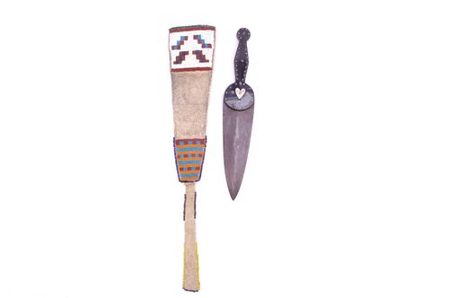 American Indian Sorby Dag Knife & Sheath 19th C.
