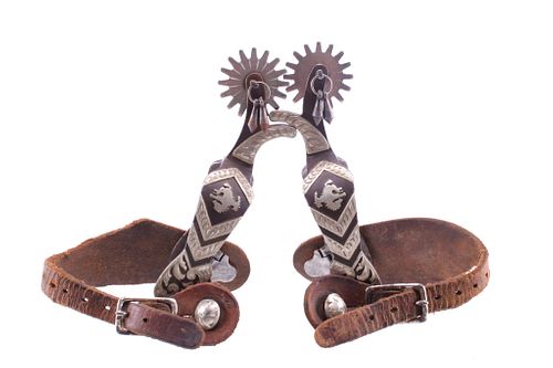 Ornate Silver Mounted Colorado Spurs c. 1950's