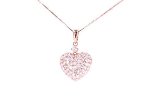Brilliant Diamond 18k Rose Gold Heart Necklace