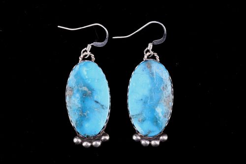 Acoma S. Warner Silver & Turquoise Earrings