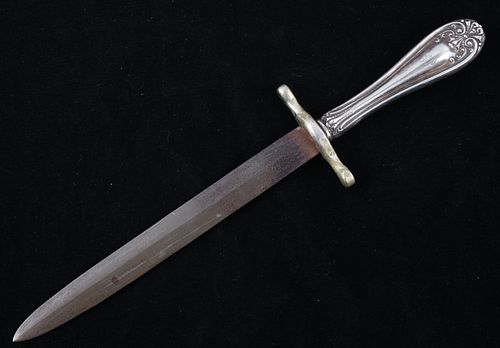 19th Century Cast Silver Handle Dagger Style Knife