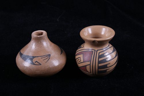 Acoma Pueblo Artist M. Ortiz Salesman Sample Pots