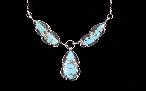 Navajo Sterling & Kingman Turquoise Necklace