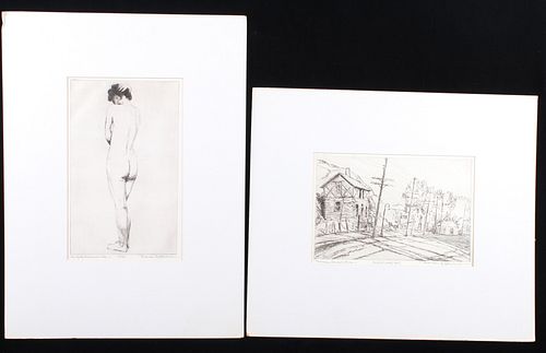 Bronson G. Stevenson Townscape & Nude Etchings