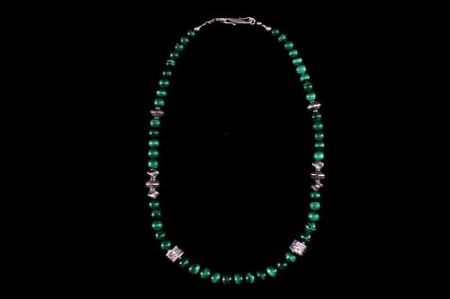 Navajo Sterling Silver & Malachite Necklace