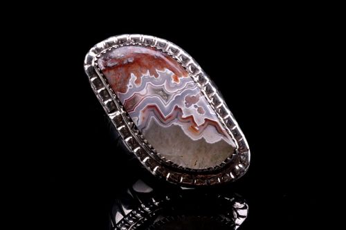 Navajo Herbert Tsosie Sterling Silver Agate Ring