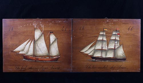 19th Century B Darte F Conz Sailing Ship Paintings