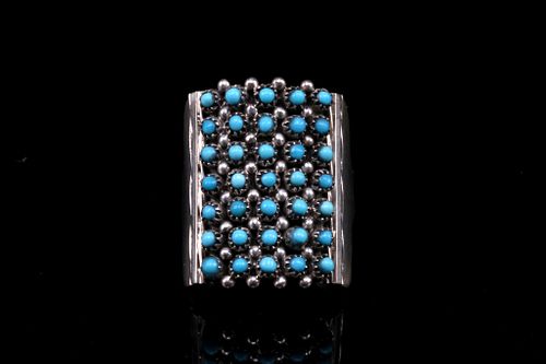 Zuni Haloo Petite Point Turquoise & Sterling Ring