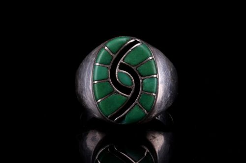 Zuni Amy Quandelacy Sterling Silver Inlaid Ring