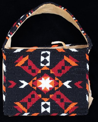 Montana Crow Fully Beaded Tanned Hide Flat Bag