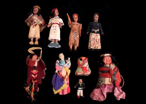 Collection of Variety Skookum Dolls c. 1920s-70s
