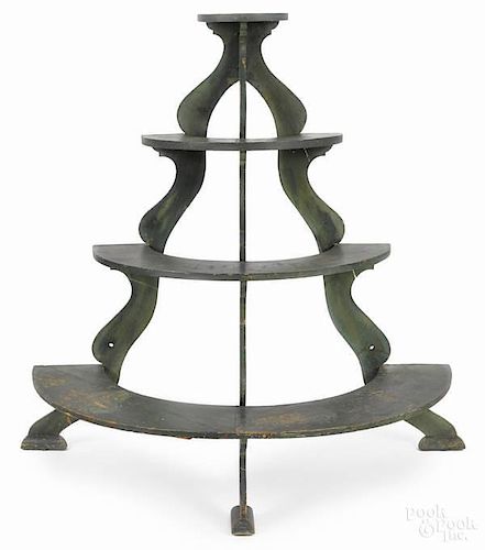 Painted pine four-tier plant stand, 19th c., re