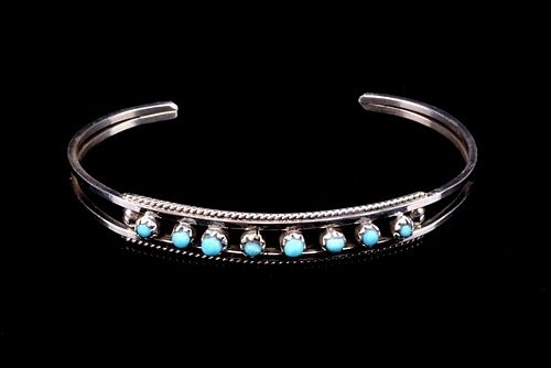 Navajo Sterling & Sleeping Beauty Turquoise Cuff