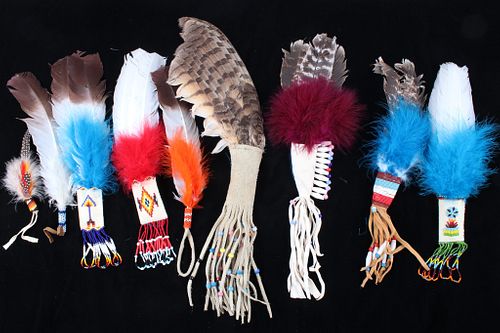 Flathead Indian Beaded Feather Dance Wands