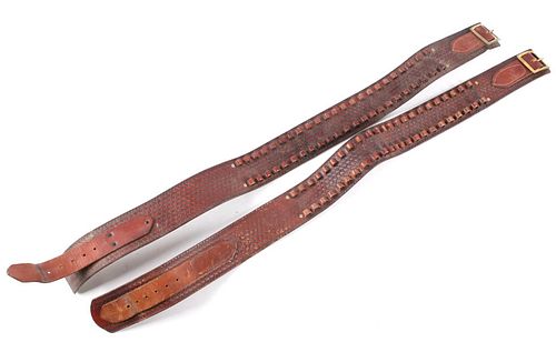 Pair of Western Leather Tooled Ammo Belts