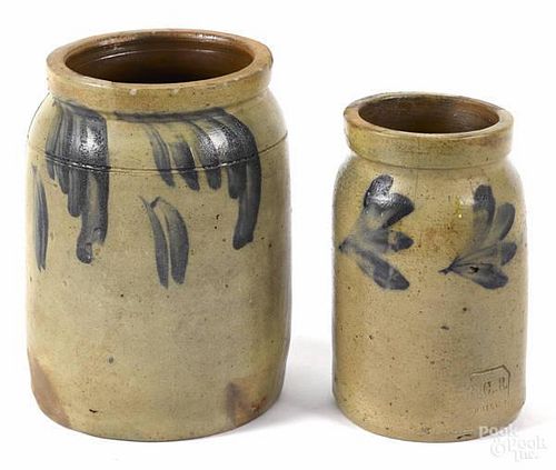 Two Pennsylvania Remmey stoneware jars, 19th c.