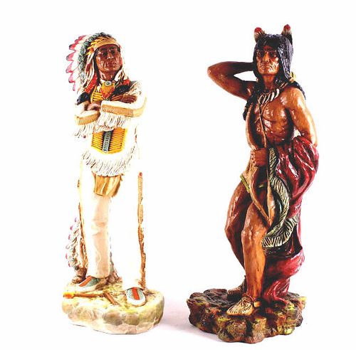 Large Native American Chief & Brave Resin Statues