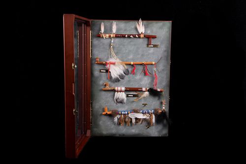 Shadow Box Collection of Calumet Pipes
