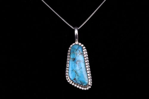 Signed Navajo Sterling & Sleeping Beauty Necklace