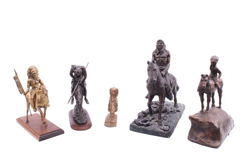 Collection Of Indian Braves On Horseback Statues
