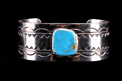 Navajo Sleeping Beauty Silver Bracelet Cuff