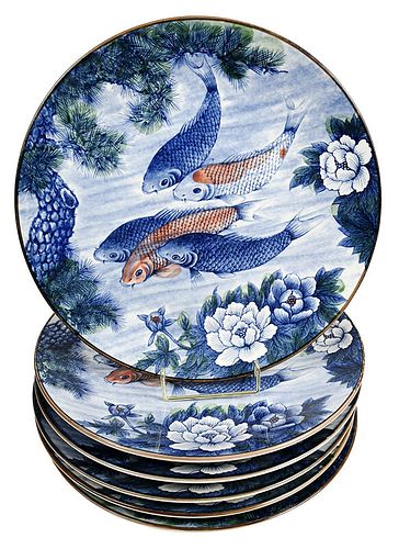 Six Sun Ceramics Koi Fish Chargers
