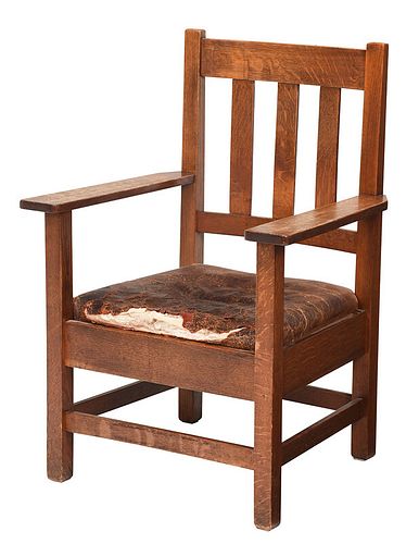 Stickley Brothers Arts and Crafts Oak Armchair