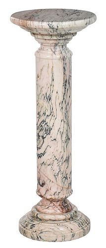 Variegated Marble Column Form Pedestal