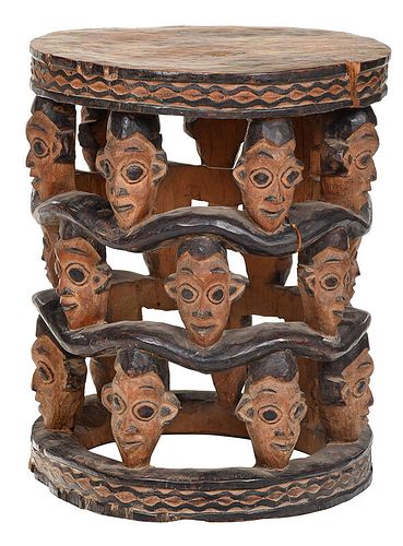 West African Carved Openwork Stool