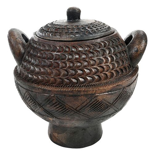 African Ceramic Lidded Jar