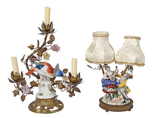 Two Porcelain Figural Boudoir Lamps