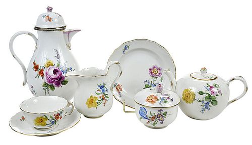 22 Piece Meissen Porcelain Coffee and Tea Set