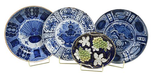 Three Blue and White Dutch Delft Plates