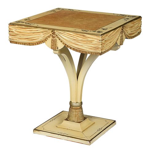 Neoclassical Style Mid Century Pedestal Side Table