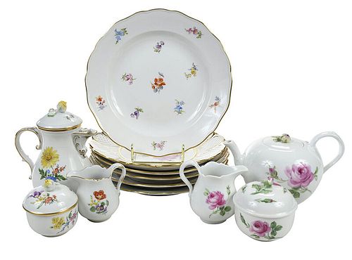 Twelve Pieces of Assembled Meissen Porcelain
