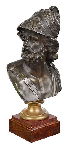 Continental Bronze Bust of Menelaus