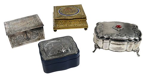 Four Silver and Gilt Bronze Boxes