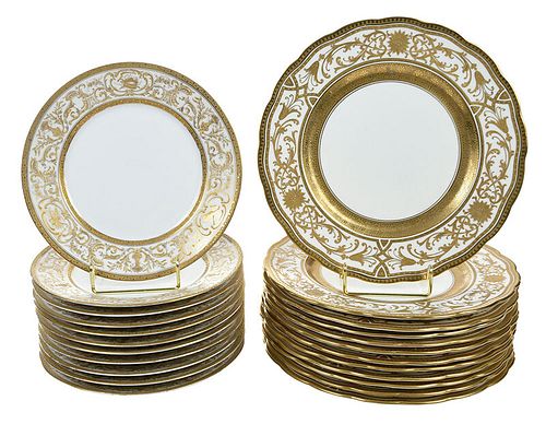 Two Sets of Gilt Decorated Porcelain Plates 