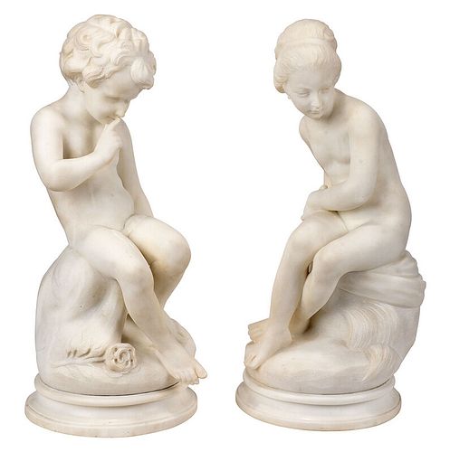 Pair of Italian Marble Sculptures
