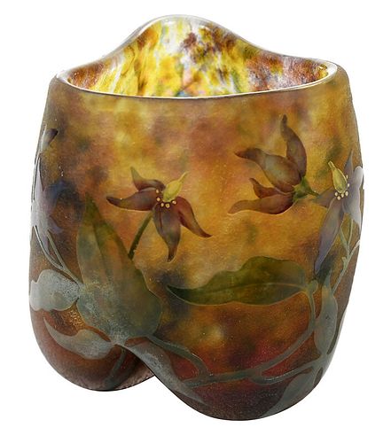 Small Daum Nancy "Solanees" Art Glass Vase