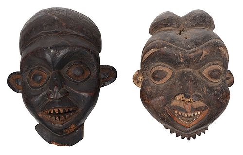Two West African Carved Wood Masks