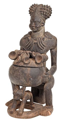Large West African Carved Memorial Figure 