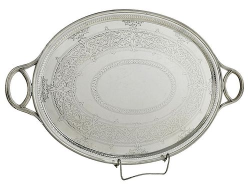 Victorian English Silver Two Handle Tray