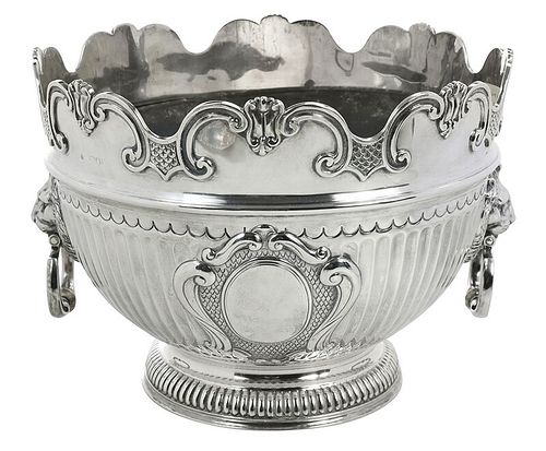 English Silver Monteith with Liner and Flower Frog