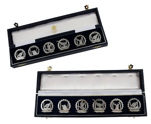 Twelve English Silver Cased Place Card Holders