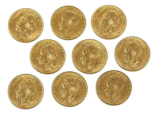 Nine George V Gold Sovereigns