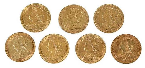 Seven Victoria Gold Sovereigns 