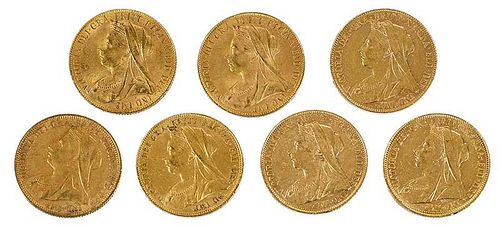 Seven Victoria Gold Sovereigns 