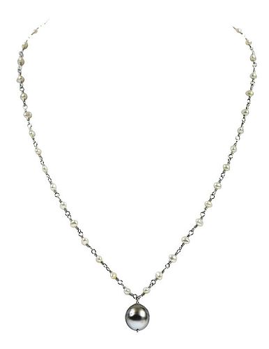 Platinum Pearl Necklace 